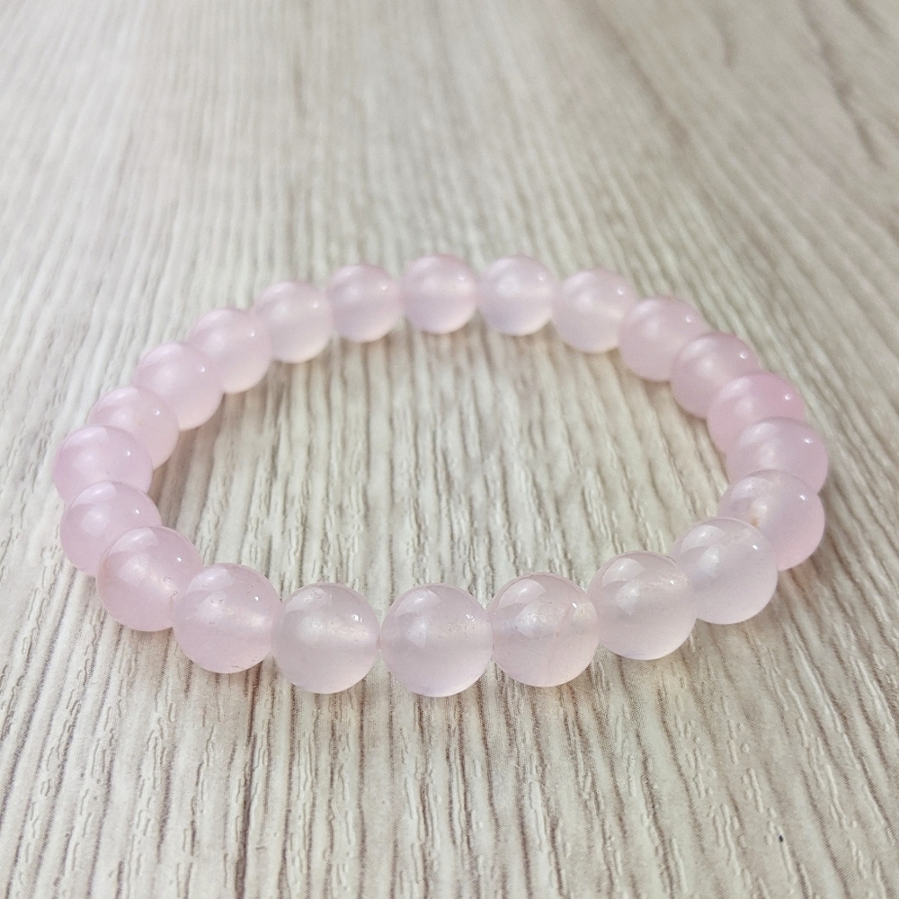 Rose Quartz 8mm Natural Gemstone Handmade Stretch Bracelet